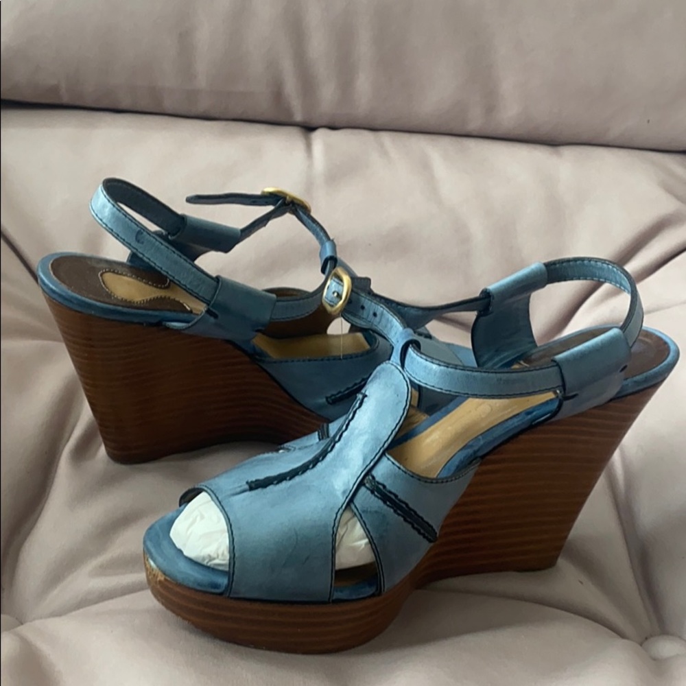 Blue Chloe wedge sandals